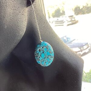 Blue mosaic  sterling silver dangles